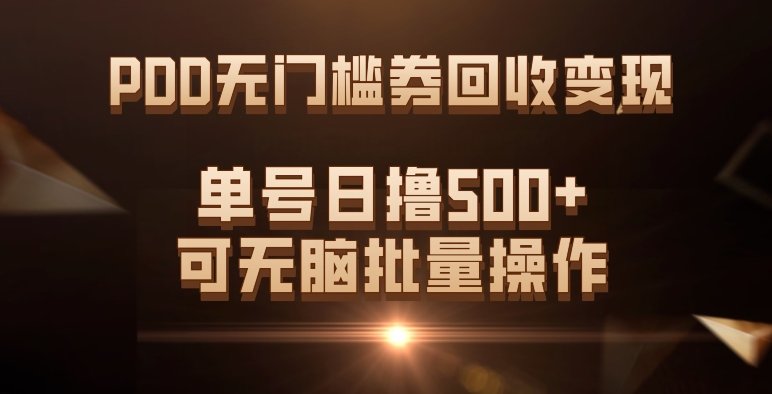 PDD无门槛券回收变现，单号日撸500+，可无脑批量操作(探索PDD无门槛券回收变现，实现高效批量操作)