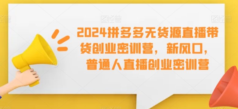 2024拼多多无货源直播带货创业密训营,新风口,普通人直播创业密训营 2024拼多多无货源直播带货创业密训营,新风口,普通人直播创业密训营