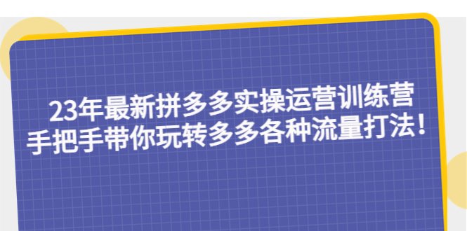 23年最新拼多多实操运营训练营:手把手带你玩转多多各种流量打法!(拼多多实操运营训练营掌握各种流量打法与实用技巧) 23年最新拼多多实操运营训练营:手把手带你玩转多多各种流量打法!(拼多多实操运营训练营掌握各种流量打法与实用技巧)