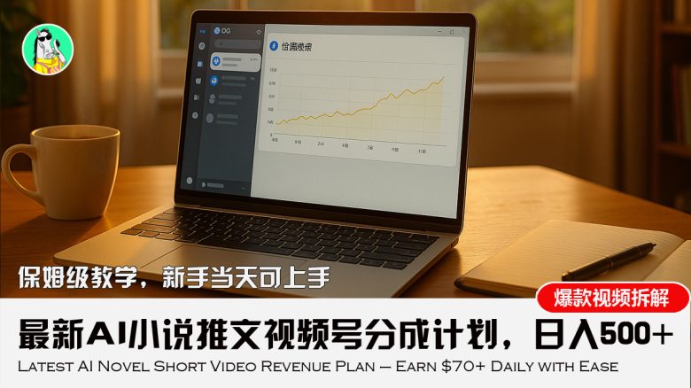 最新AI小说推文视频号分成计划,新手小白也能当天日入500+教程