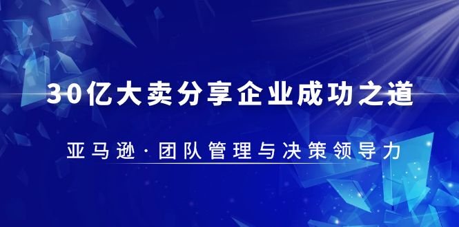 30·亿大卖·分享企业·成功之道-亚马逊·团队管理与决策领导力(揭秘亚马逊团队管理与决策领导力的成功之道)