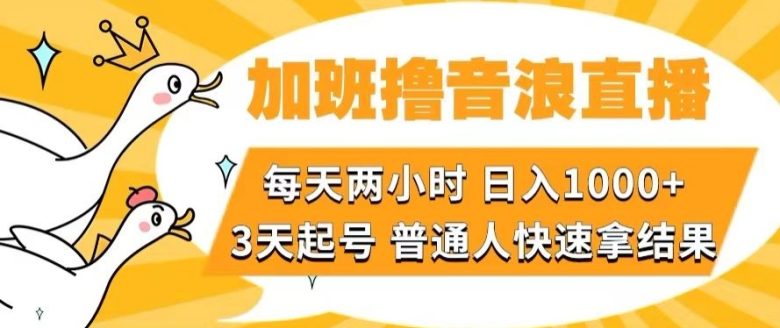 加班撸音浪直播，每天两小时，日入1000+，直播话术才3句，3天起号，普通人快速拿结果【揭秘】(揭秘”加班撸音浪直播”每天两小时，日入1000+，普通人也能快速上手)