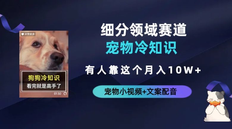 不起眼的抖音细分赛道-宠物冷知识,一段宠物视频配文案,有人靠这个月入10w(探索抖音新赛道宠物冷知识,轻松创作,快速吸粉,月入十万不是梦!) 不起眼的抖音细分赛道-宠物冷知识,一段宠物视频配文案,有人靠这个月入10w(探索抖音新赛道宠物冷知识,轻松创作,快速吸粉,月入十万不是梦!)