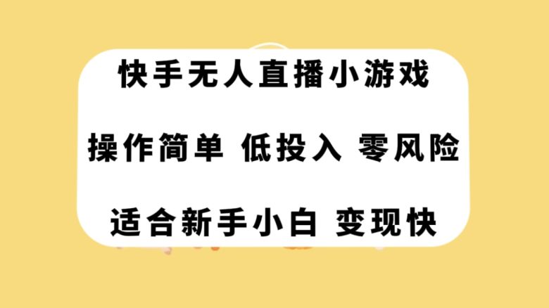 快手无人直播小游戏，操作简单，低投入零风险变现快(快手无人直播小游戏简单易学，低投入高回报)