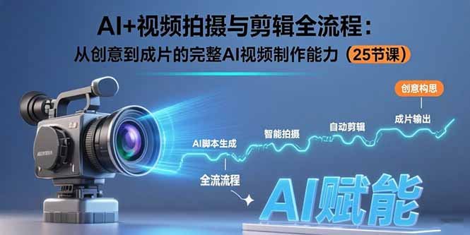 AI+视频拍摄与剪辑全流程:从创意到成片的完整AI视频制作能力(25节课)