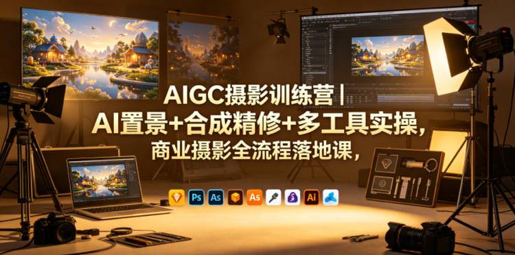 AIGC摄影训练营｜AI置景+合成精修+多工具实操，商业摄影全流程落地课