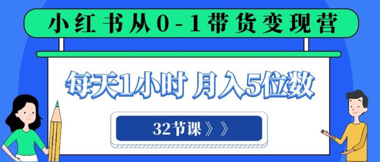 小红书 0-1带货变现营，每天1小时，轻松月入5位数（32节课）(“全面解析小红书0-1带货变现营32节课助你轻松掌握电商运营技巧”)
