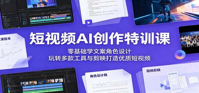短视频AI创作特训课：零基础学文案角色设计，玩转多款工具与剪映打造优质短视频