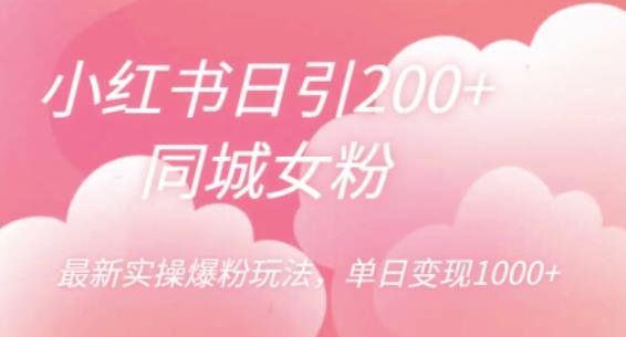 小红书日引200+同城女粉,最新实操爆粉玩法,单日变现1000+【揭秘】(小红书爆粉变现全攻略从原理到实操,一站式掌握)