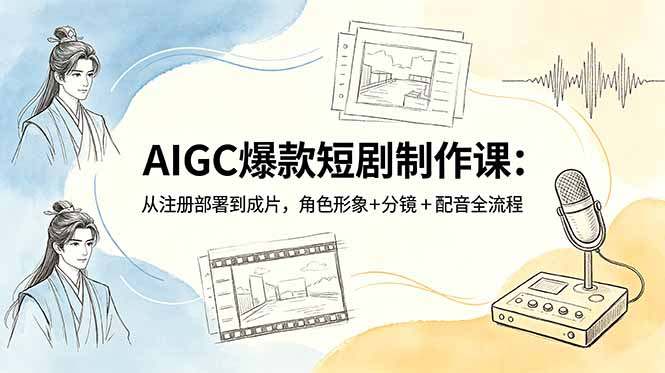 AIGC爆款短剧制作课：从注册部署到成片，角色形象+分镜+配音全流程