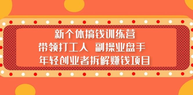新个体搞钱训练营：带领打工人 副操业盘手 年轻创业者拆解赚钱项目(带领打工人、副操业盘手、年轻创业者拆解赚钱项目，掌握新个体赚钱的秘诀！)