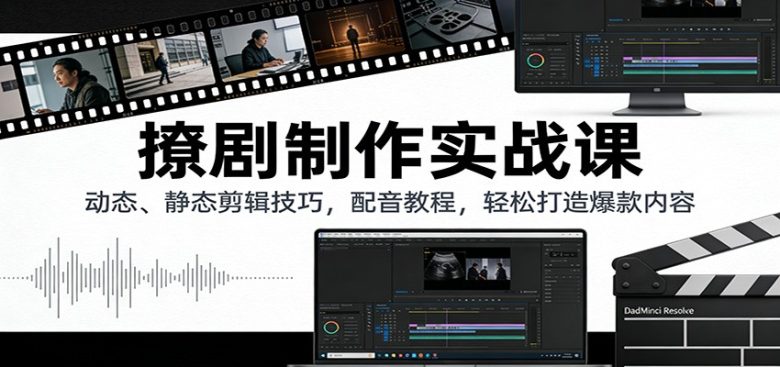 撩剧制作实战课:动态、静态剪辑技巧,配音教程,轻松打造爆款内容