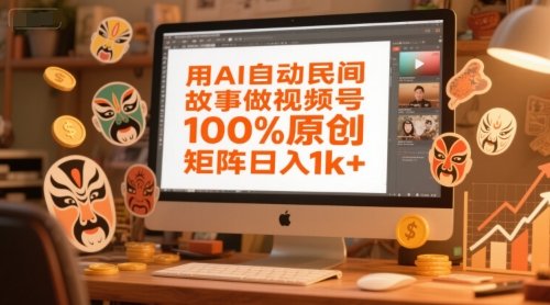 用AI自动民间故事做视频号,100%原创,矩阵日入1k+
