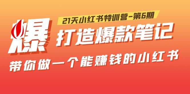 21天小红书特训营-第6期,打造爆款笔记,带你做一个能赚钱的小红书!(掌握小红书运营技巧,实现自媒体变现)