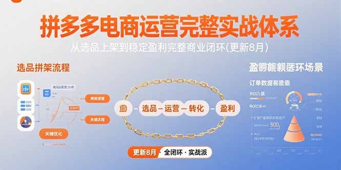拼多多电商运营完整实战体系，从选品上架到稳定盈利完整商业闭环(更新8月)