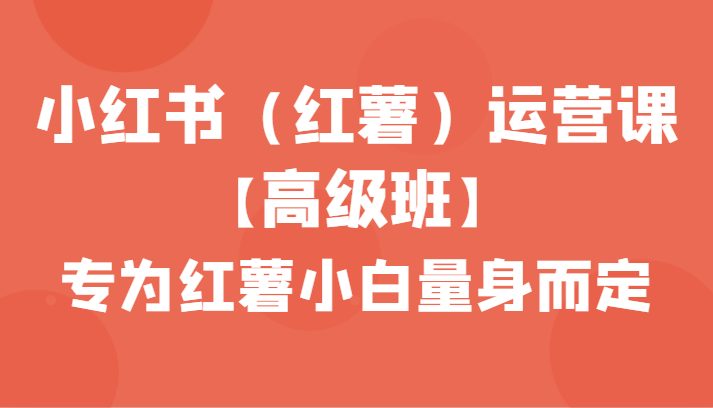 小红书(红薯)运营课【高级班】,专为红薯小白量身而定(42节课)