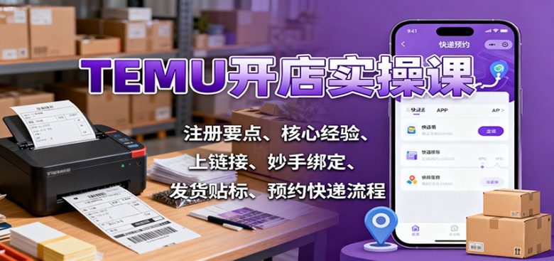 TEMU开店实操课:注册要点、核心经验、上链接、妙手绑定、发货贴标、预约快递流程
