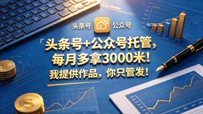 头条号+公众号托管,每月多拿3000米!我提供作品,你只管发!