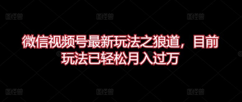 微信视频号最新玩法之狼道,目前玩法已轻松月入过万 微信视频号最新玩法之狼道,目前玩法已轻松月入过万