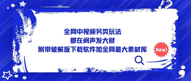 全网中视频另类玩法，都在闷声发大财，附带破解版下载软件加全网最大素材库(全网视频另类玩法揭秘，如何快速赚钱？)