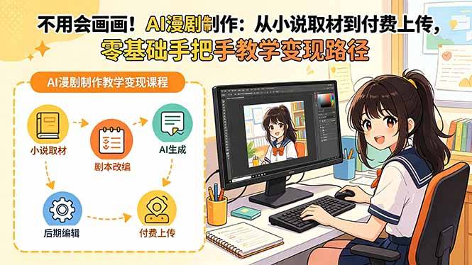 不用会画画！AI漫剧制作：从小说取材到付费上传，零基础手把手教学变现路径