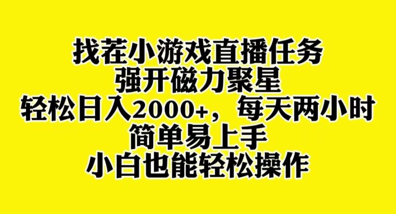 找茬小游戏直播，强开磁力聚星，轻松日入2000+，小白也能轻松上手(“找茬小游戏直播小白也能轻松上手的高效变现方法”)