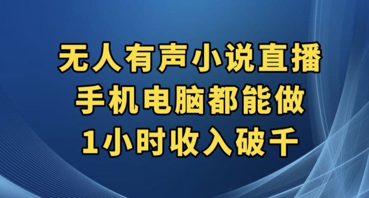 抖音无人有声小说直播，手机电脑都能做，1小时收入破千【揭秘】(抖音无人有声小说直播轻松赚钱新途径)