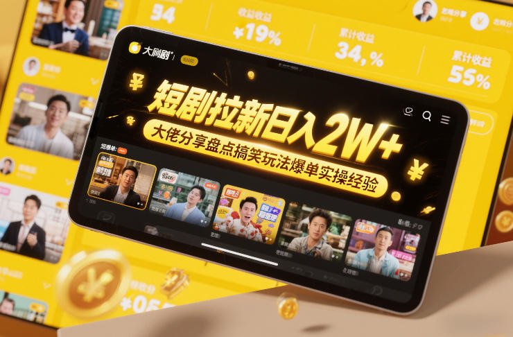 短剧拉新日入2W+大佬分享盘点搞笑玩法爆单实操经验