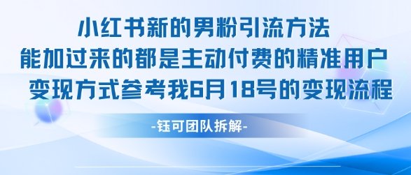 小红书全新男粉引流实操方法,日引流100多精准男粉