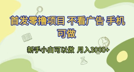 首发零撸项目 不看广告 手机可做 新手小白可以做 月入3k+