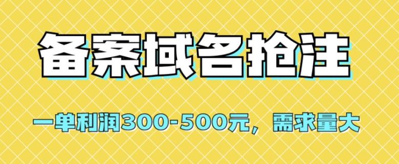 【全网首发】备案域名抢注，一单利润300-500元，需求量大(掌握备案域名抢注技巧，轻松赚取高额利润)
