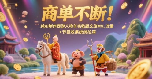 商单不断!纯AI制作西游人物羊毛毡版文旅MV,流量+节目效果统统拉满