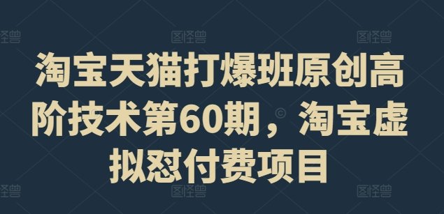 淘宝天猫打爆班原创高阶技术第60期,淘宝虚拟怼付费项目 淘宝天猫打爆班原创高阶技术第60期,淘宝虚拟怼付费项目