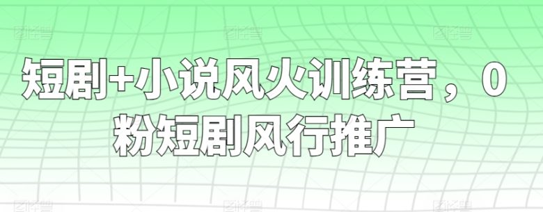 短剧+小说风火训练营,0粉短剧风行推广 短剧+小说风火训练营,0粉短剧风行推广