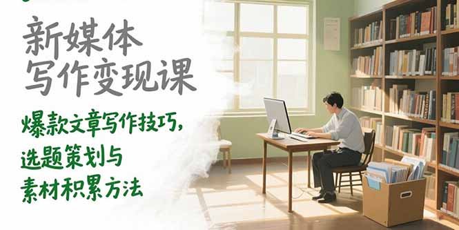 新媒体写作变现课,爆款文章写作技巧,选题策划与素材积累方法