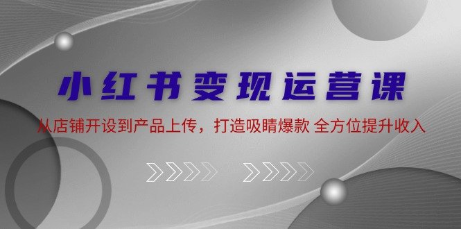 小红书变现运营课:从店铺开设到产品上传,打造吸睛爆款 全方位提升收入