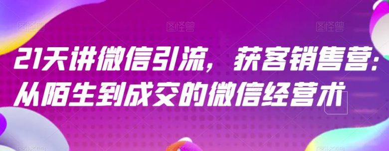 21天讲微信引流获客销售营，从陌生到成交的微信经营术(21天微信引流获客销售营掌握从陌生到成交的微信经营术)