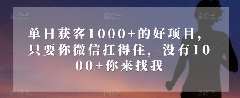 单日获客1000+的好项目，只要你微信扛得住，没有1000+你来找我【揭秘】(揭秘单日获客1000+的好项目，微信扛得住就来挑战！)
