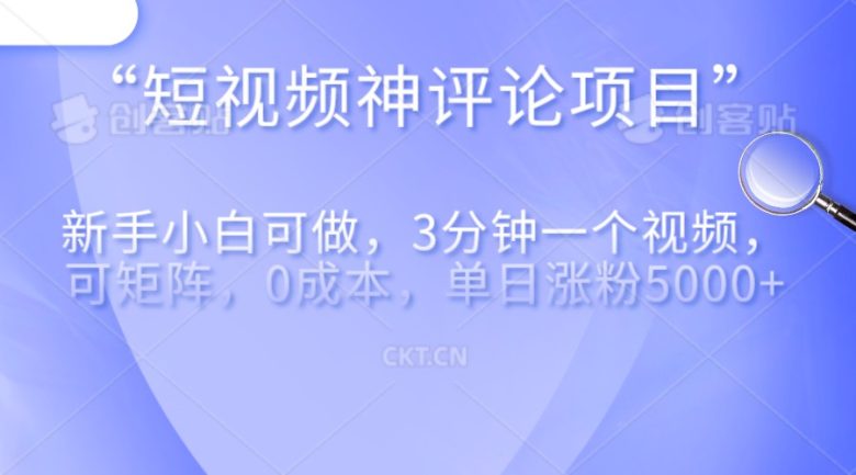 短视频神评论，一天收益500+，新手小白也可操作，长期项目，纯利润(新手小白也能轻松赚钱的秘诀——短视频神评论)