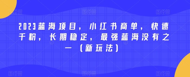 2023蓝海项目,小红书商单,快速千粉,长期稳定,最强蓝海没有之一(新玩法)(探索2023年小红书商单项目的无限可能)