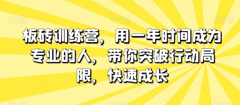 板砖训练营，用一年时间成为专业的人，带你突破行动局限，快速成长(“板砖训练营”用一年时间从新手到专家的系统加速成长之路)