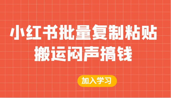某公众号付费文章：小红书批量复制粘贴搬运闷声搞钱！(小红书批量复制粘贴搬运一种简单高效的赚钱方式)