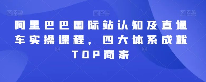 阿里巴巴国际站认知及直通车实操课程,四大体系成就TOP商家 阿里巴巴国际站认知及直通车实操课程,四大体系成就TOP商家