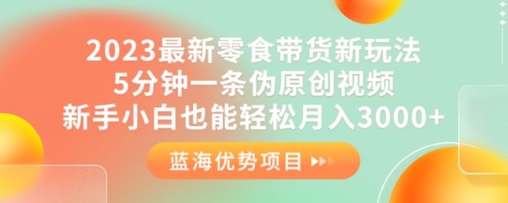 2023最新零食带货新玩法，5分钟一条伪原创视频，新手小白也能轻松月入3000+【揭秘】(2023最新零食带货新玩法揭秘，新手小白月入3000+)