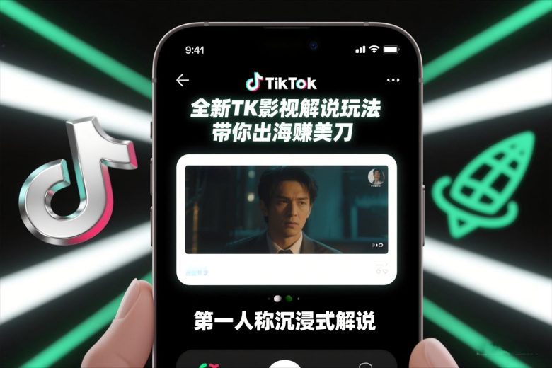 TikTok第一人称影视解说教学,全新TK影视解说玩法,带你出海賺美刀