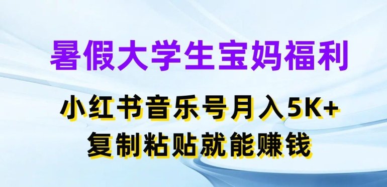 暑假大学生宝妈福利,小红书音乐号月入5000+,复制粘贴就能赚钱