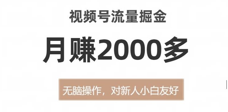 视频号流量掘金，无脑操作，对新人小白友好，月赚2000多【揭秘】(探索视频号流量掘金的新途径)