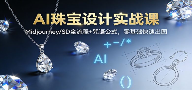 AI珠宝设计实战课:Midjourney/SD全流程+咒语公式,零基础快速出图