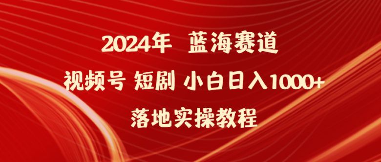 2024年蓝海赛道 视频号  小白日入1000+ 落地实操教程