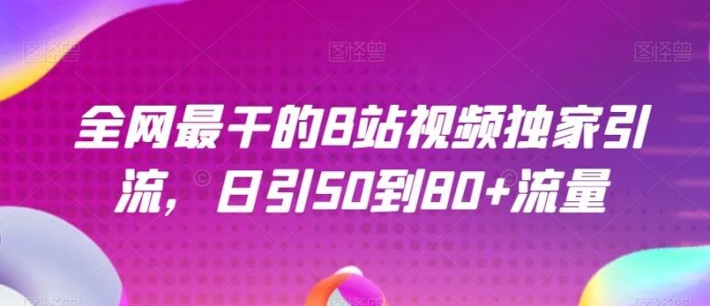 全网最干的B站视频独家引流，日引50到80+流量【揭秘】(揭秘全网最干的B站视频独家引流方法)
